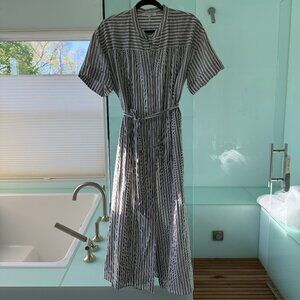 FRAME Striped Button-Front Belted Midi Dress – Size 1 (S)